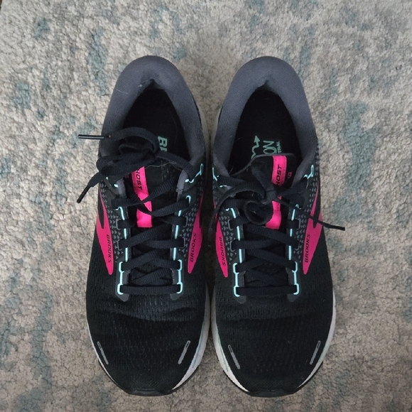 Brooks Women's Ghost 14 Black and Pink Athletic Shoes - Picture 2 of 5